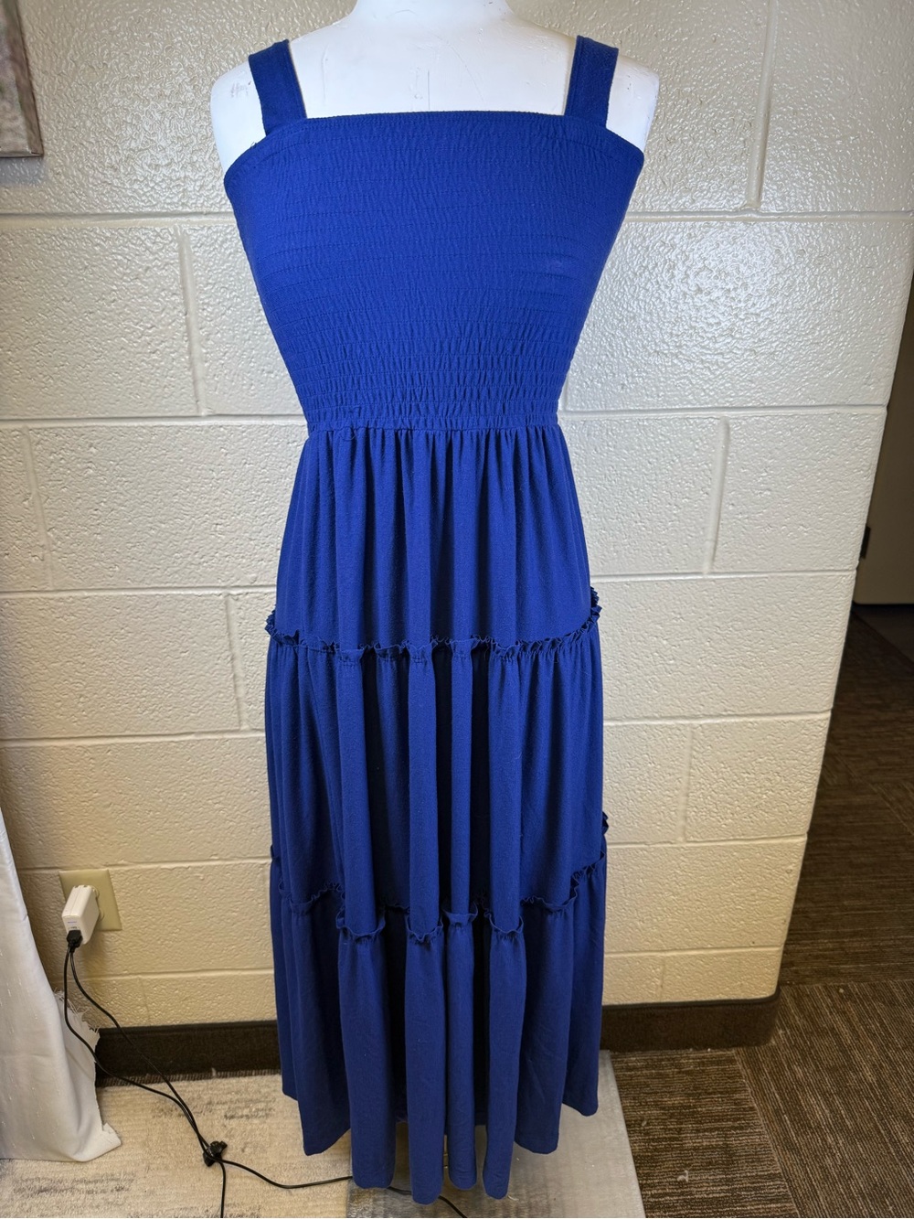 Zenana Outfitters Royal Blue Smocked Tiered Maxi Dress